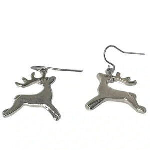 Gold and silver reindeer fishhook earrings women’s jewelry winter Christmas deer